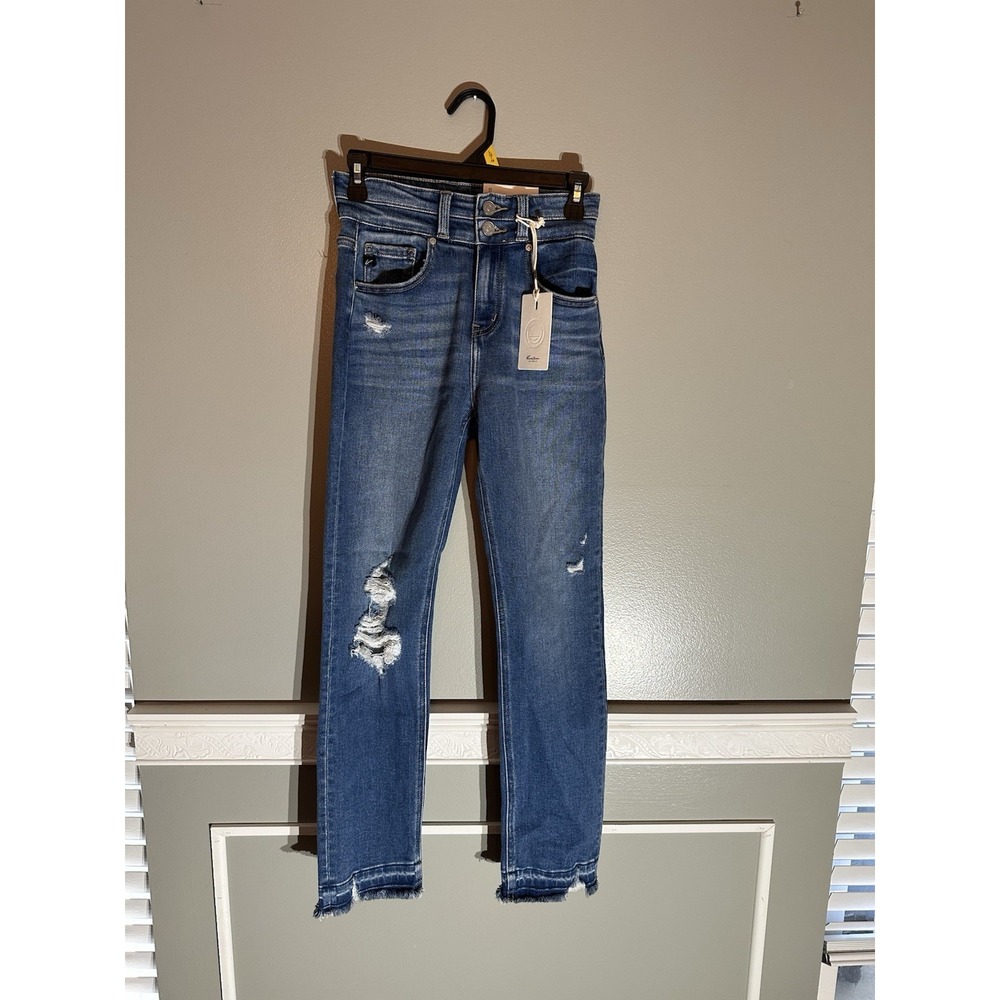 Kan Can USA High Rise Slim Straight Distressed Jeans Medium‎ 24